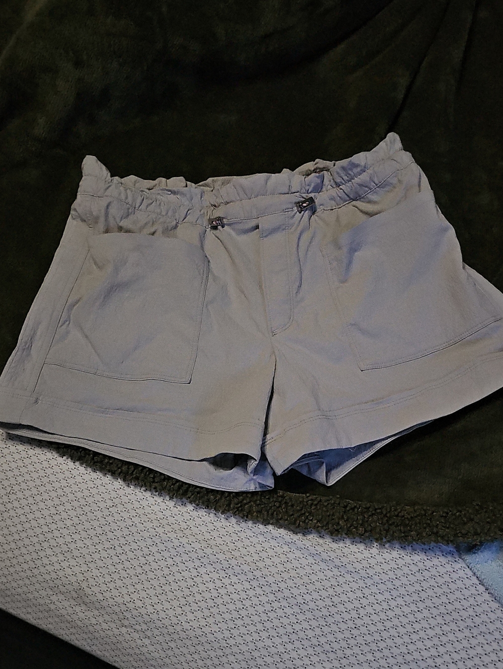 Athleta Women's High-Waist Light Gray Drawstring Shorts